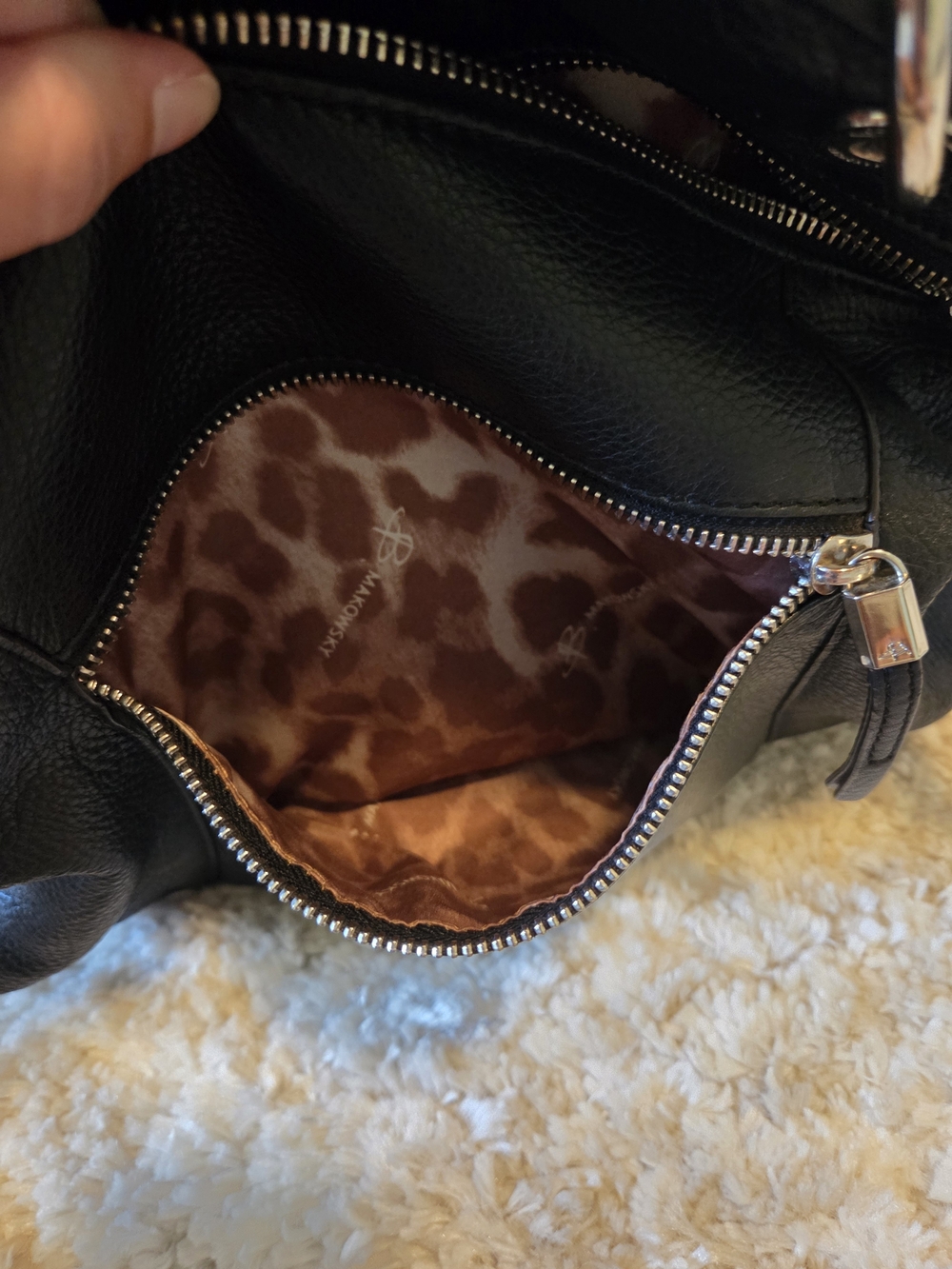 b. makowsky Black Leather Dual-Zip Crossbody Tote - Picture 11 of 16